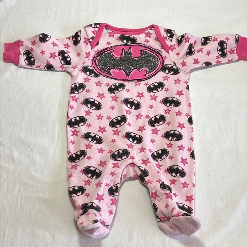 0-3M Batman Pink and Black Footies sleeper